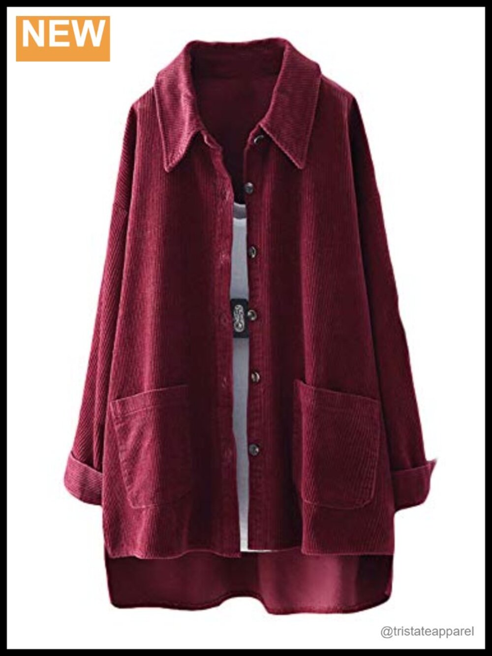Women's Corduroy Button Down Shirt Jacket Long Sleeve Cotton Lightweight Coat